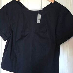 J. Crew Black Scoop Neck Cool Cropped Top Cotton Blouse Medium